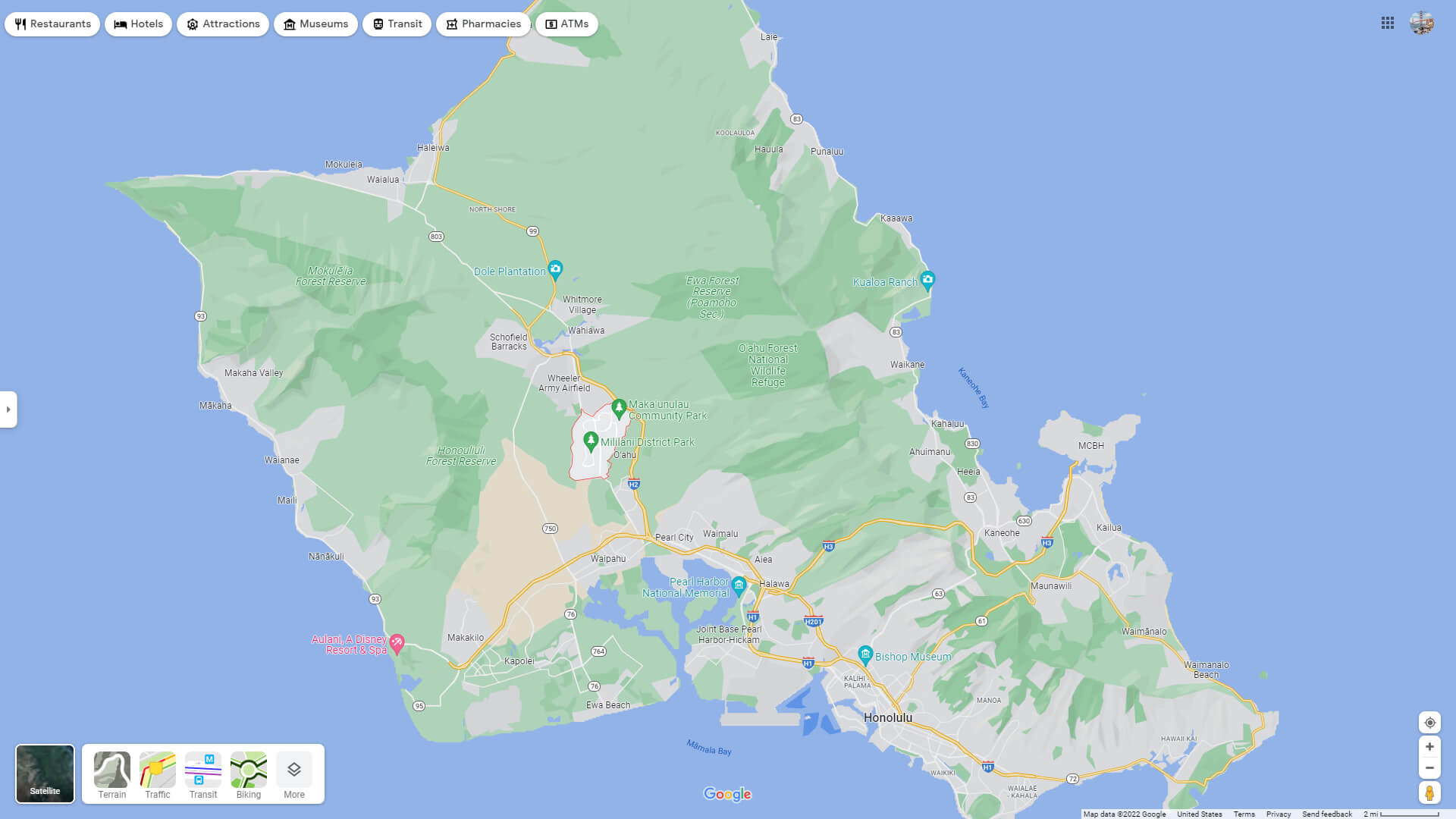 Mililani Town Map Hawaii